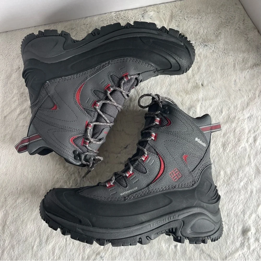 Columbia Men's Waterproof Hiking Boots - Gray and Red Size 10